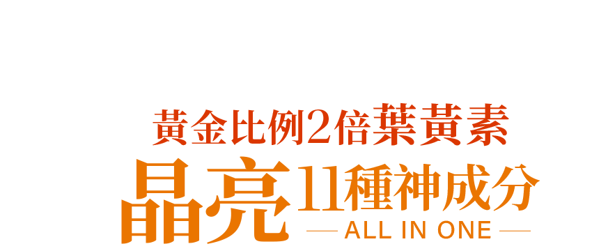 黃金比例 2 倍葉黃素，晶亮 11 種神成分 ALL IN ONE