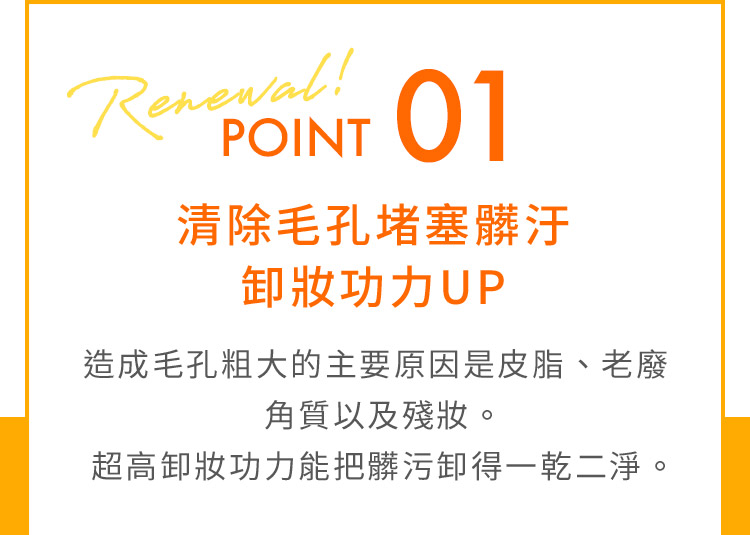 POINT01清除毛孔堵塞髒汙卸妝功力UP